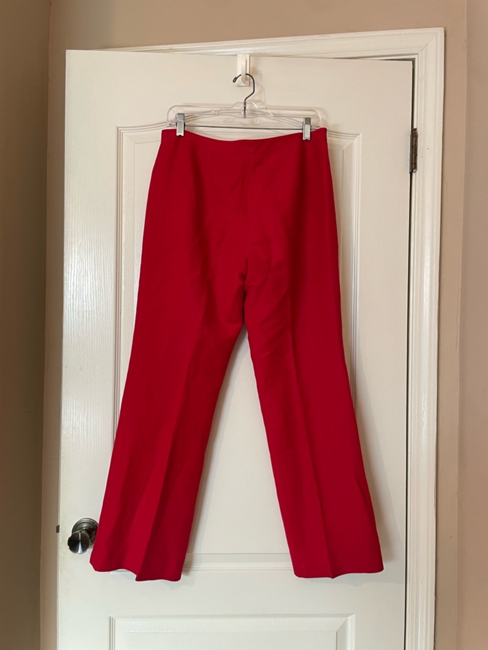 Tahari ASL Red Dress Linen Pants Women’s Size 10 Straight Leg Lined Career - Picture 2 of 7